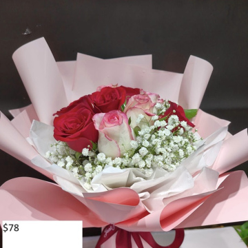 Red & Aisha Roses With Baby Breath